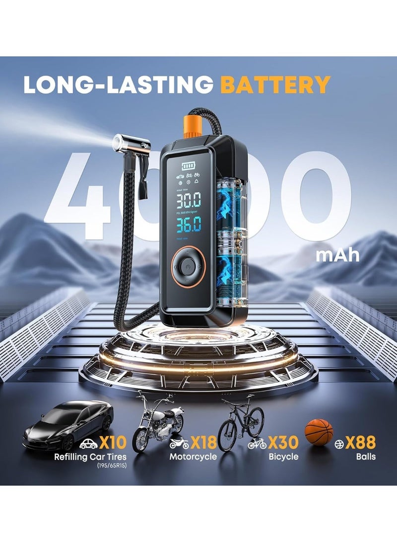 مستلزمات الطوارئ للرحلات بالسيارة في رمضان | مضخة نفخ إطارات لاسلكية 12 فولت DC، مقياس ضغط رقمي مع إيقاف تلقائي، ضاغط هواء LCD مصغر للسيارات/الدراجات/الدراجات النارية/الألعاب الرياضية، مضخة طوارئ للمنزل والسياحة - Image 5